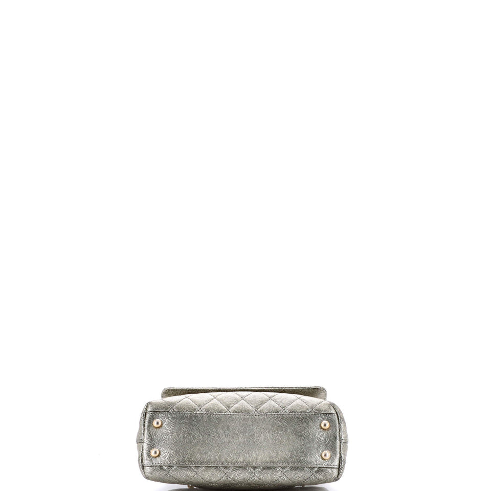 Coco Top Handle Bag Quilted Iridescent Caviar Mini