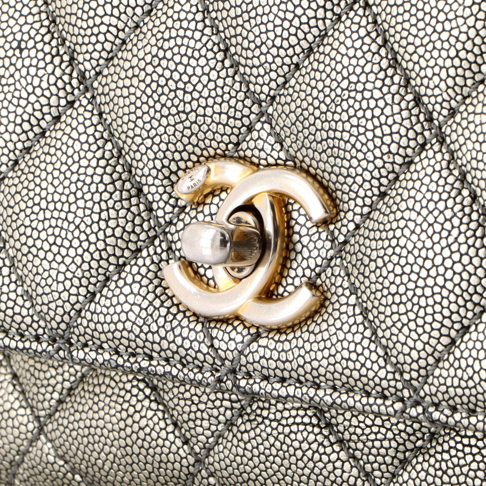 Coco Top Handle Bag Quilted Iridescent Caviar Mini