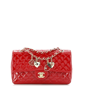 Valentine Hearts Flap Bag Quilted Patent Medium
