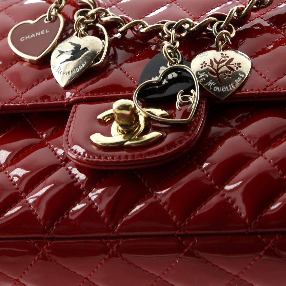 Valentine Hearts Flap Bag Quilted Patent Medium