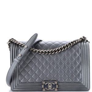 Boy Flap Bag Quilted Metallic Calfskin New Medium