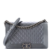 Boy Flap Bag Quilted Metallic Calfskin New Medium