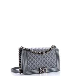 Boy Flap Bag Quilted Metallic Calfskin New Medium