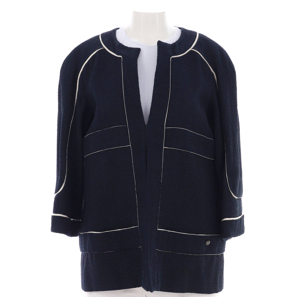 Women's Trim Collarless Jacket Tweed with SIlk