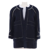 Women's Trim Collarless Jacket Tweed with SIlk