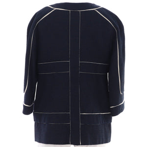 Women's Trim Collarless Jacket Tweed with SIlk