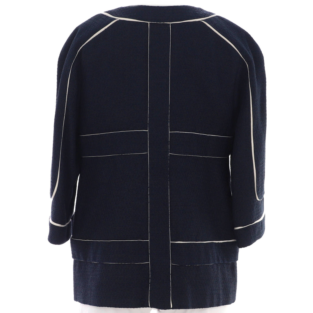 Women's Trim Collarless Jacket Tweed with SIlk
