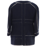 Women's Trim Collarless Jacket Tweed with SIlk