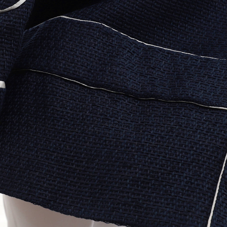 Women's Trim Collarless Jacket Tweed with SIlk