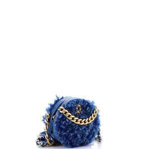 19 Round Clutch with Chain Quilted Shearling
