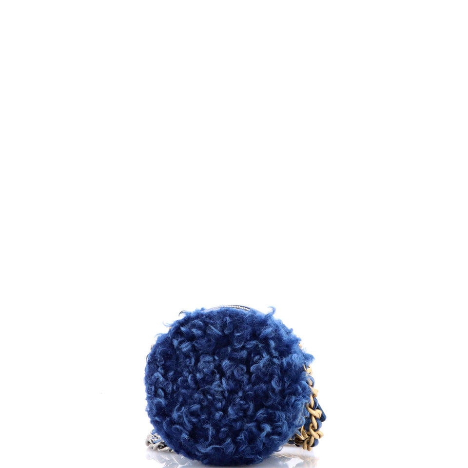 19 Round Clutch with Chain Quilted Shearling