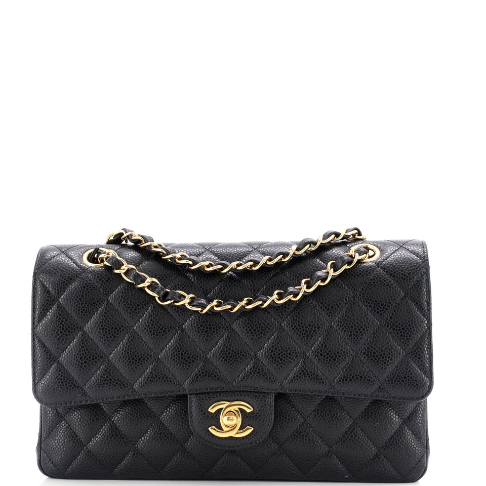 Classic Double Flap Bag Quilted Caviar Medium
