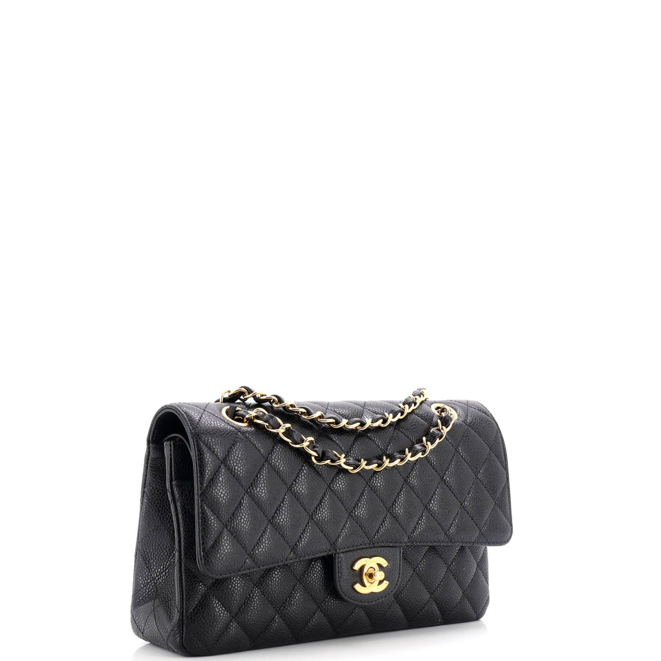 Classic Double Flap Bag Quilted Caviar Medium
