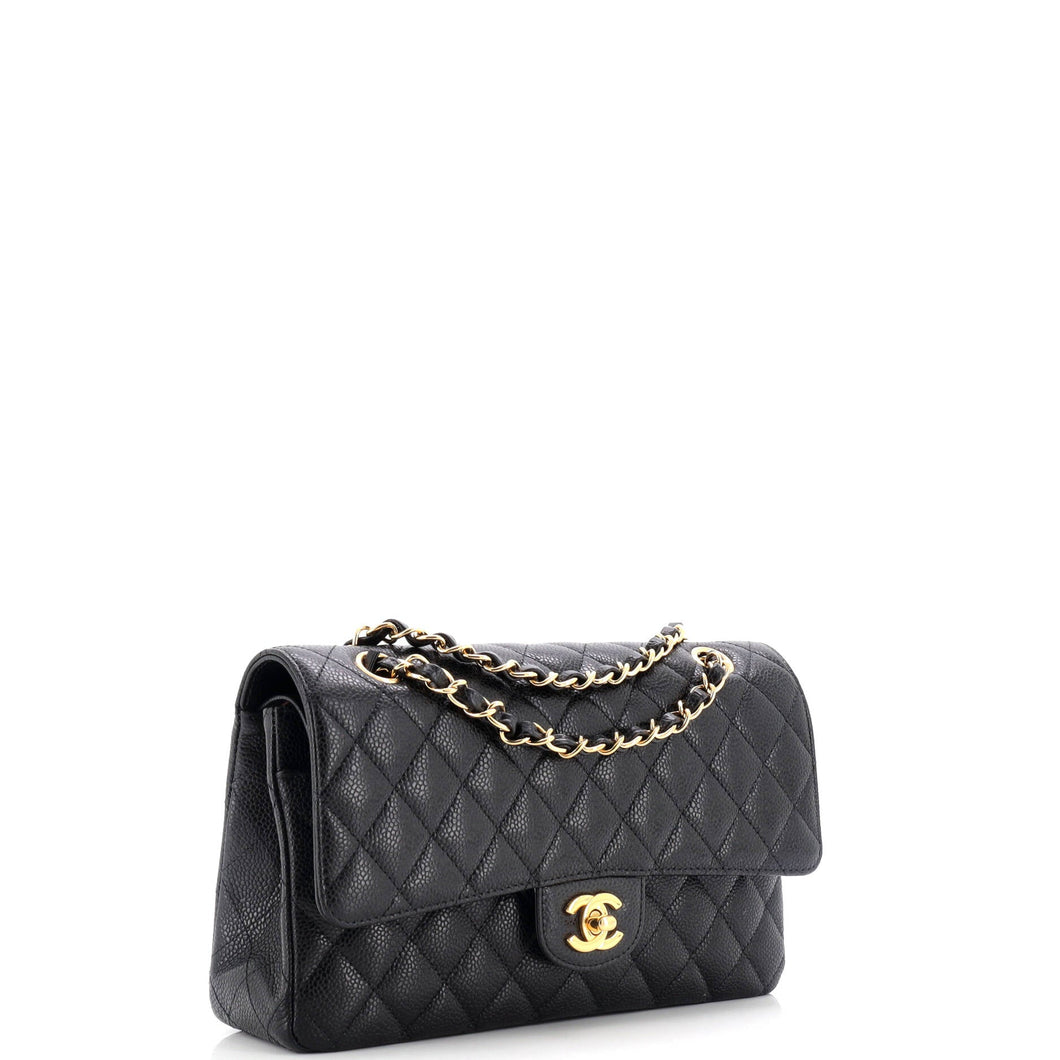 Classic Double Flap Bag Quilted Caviar Medium