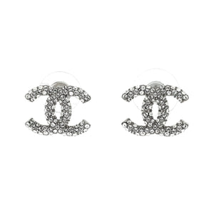 CC Stud Earrings Metal with Crystals