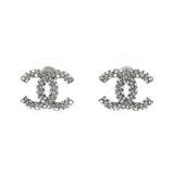 CC Stud Earrings Metal with Crystals