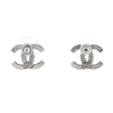 CC Stud Earrings Metal with Crystals