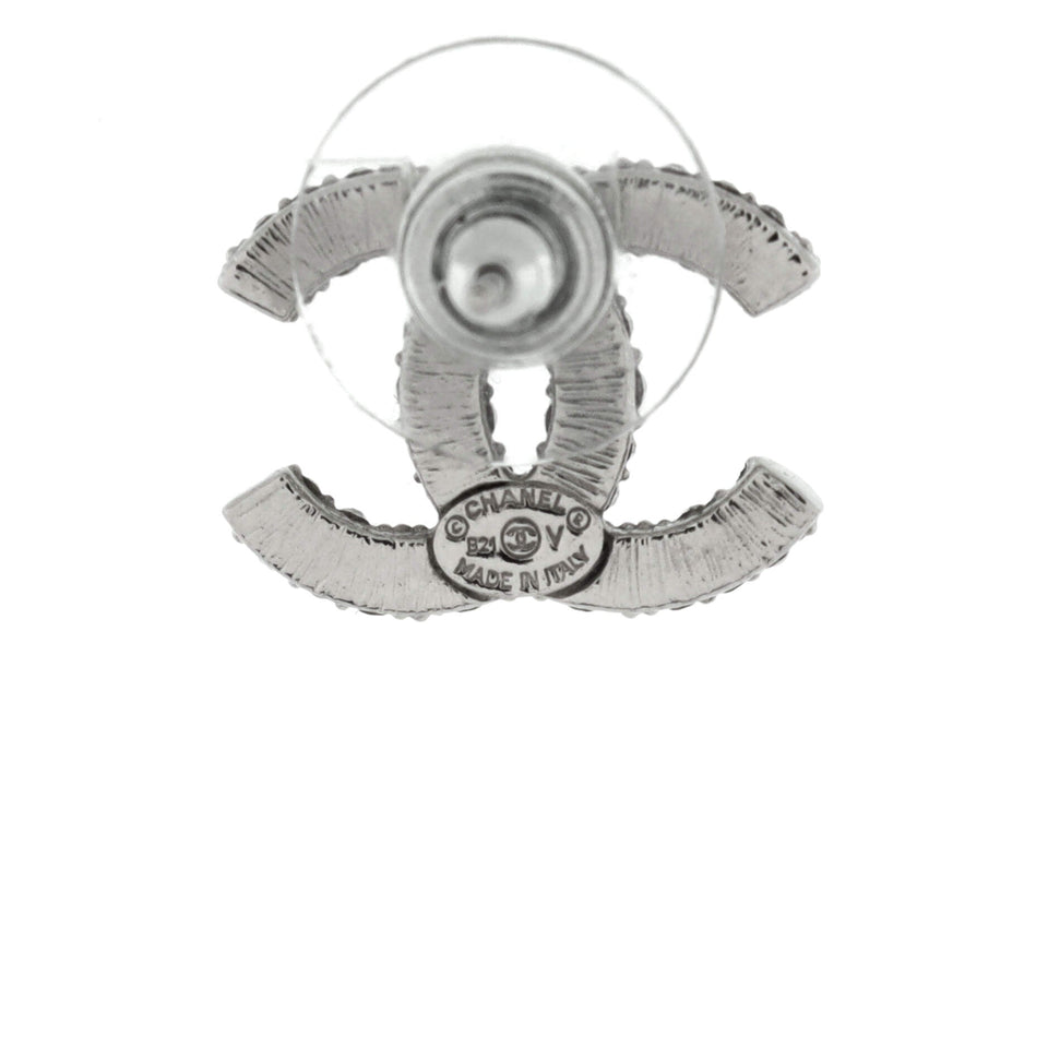CC Stud Earrings Metal with Crystals
