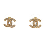 CC Stud Earrings Metal with Crystals
