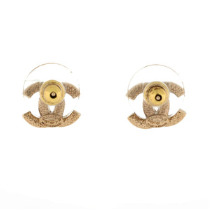 CC Stud Earrings Metal with Crystals