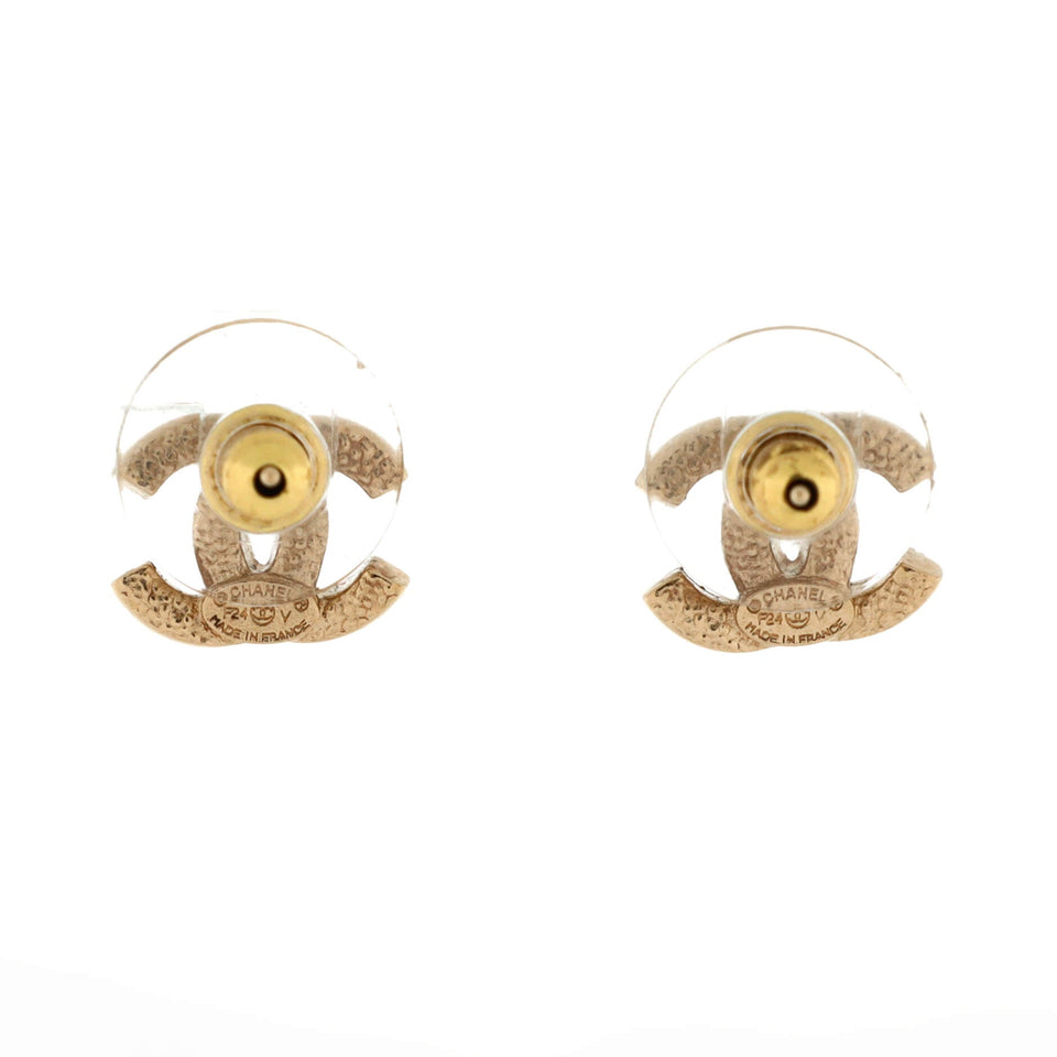 CC Stud Earrings Metal with Crystals