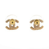 CC Stud Earrings Metal with Crystals
