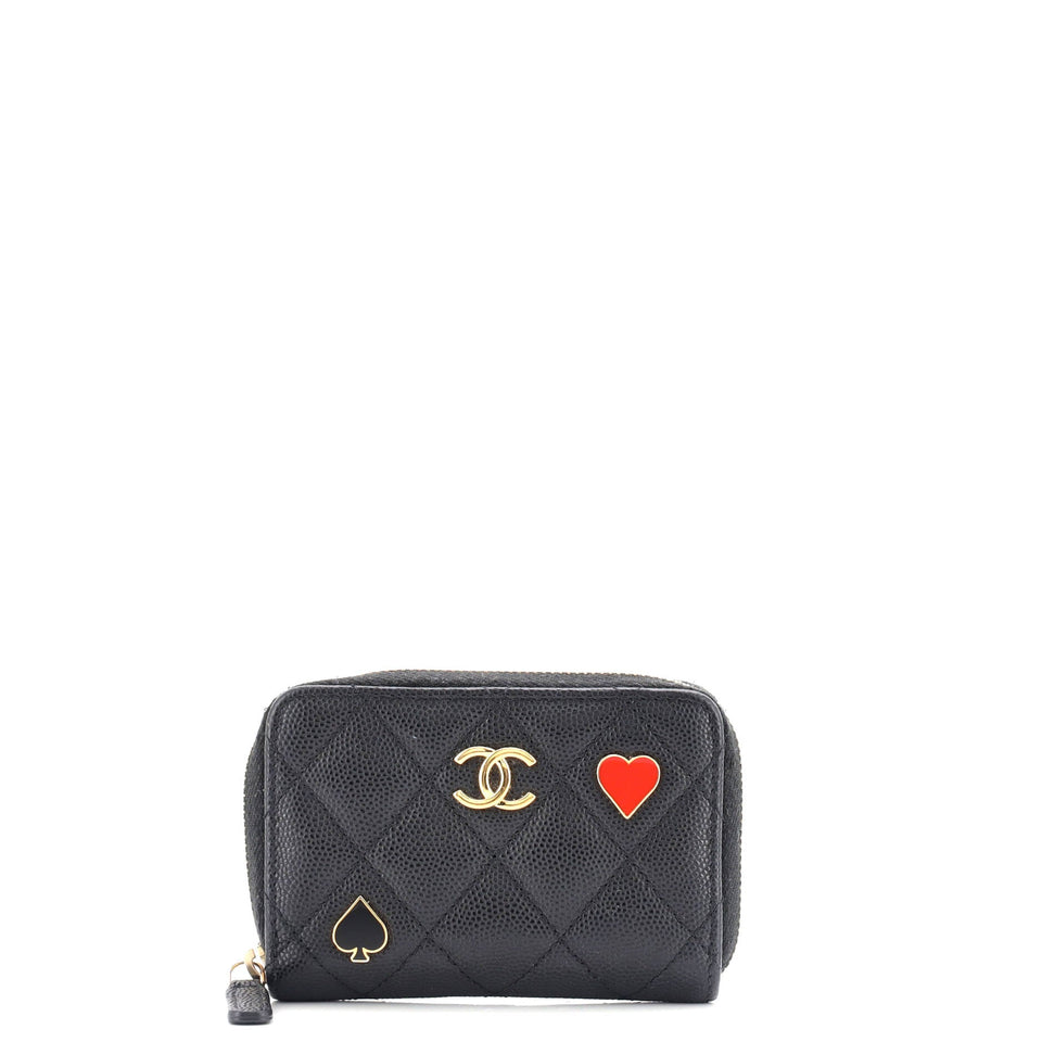 Coco Casino Zip Coin Purse Quilted Caviar