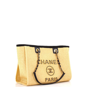 Deauville Tote Straw with Chain Detail Small