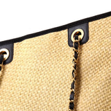 Deauville Tote Straw with Chain Detail Small