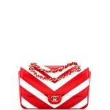 CC Chain Flap Bag Chevron Stitched Calfskin Mini