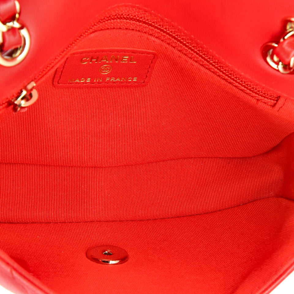 CC Chain Flap Bag Chevron Stitched Calfskin Mini