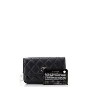 Pearl Strap Clutch with Chain Quilted Calfskin