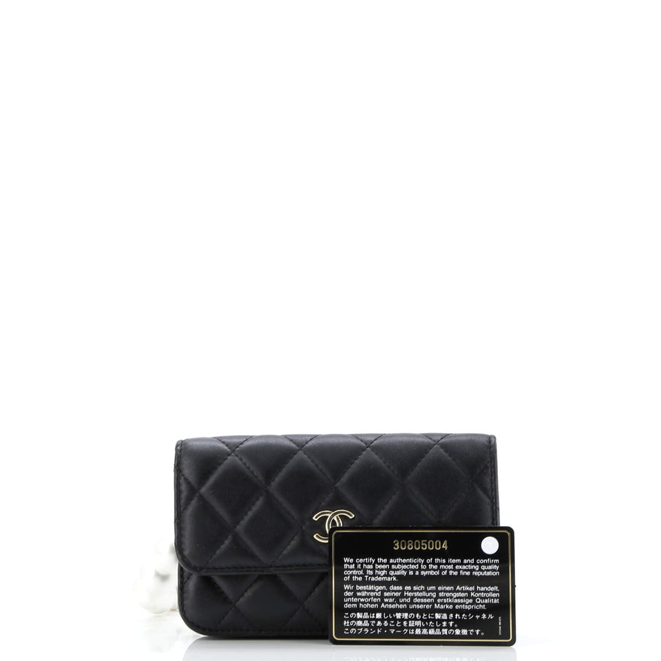 Pearl Strap Clutch with Chain Quilted Calfskin