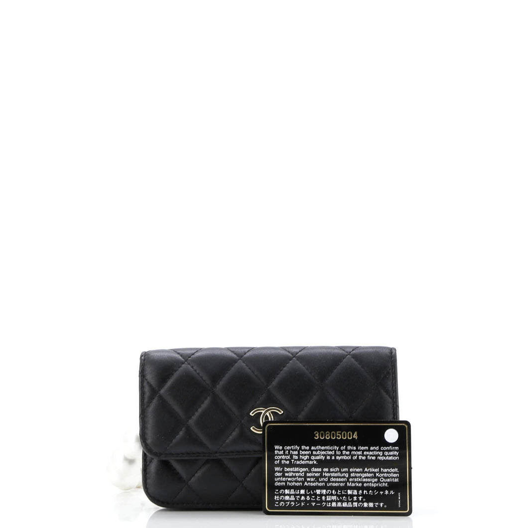 Pearl Strap Clutch with Chain Quilted Calfskin