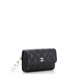 Pearl Strap Clutch with Chain Quilted Calfskin