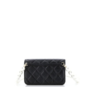 Pearl Strap Clutch with Chain Quilted Calfskin
