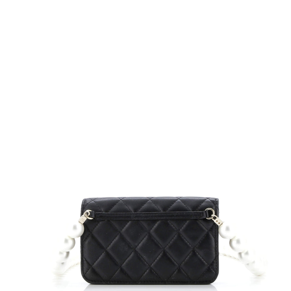 Pearl Strap Clutch with Chain Quilted Calfskin