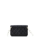 Pearl Strap Clutch with Chain Quilted Calfskin