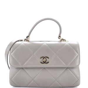 Trendy CC Top Handle Bag Quilted Lambskin Medium