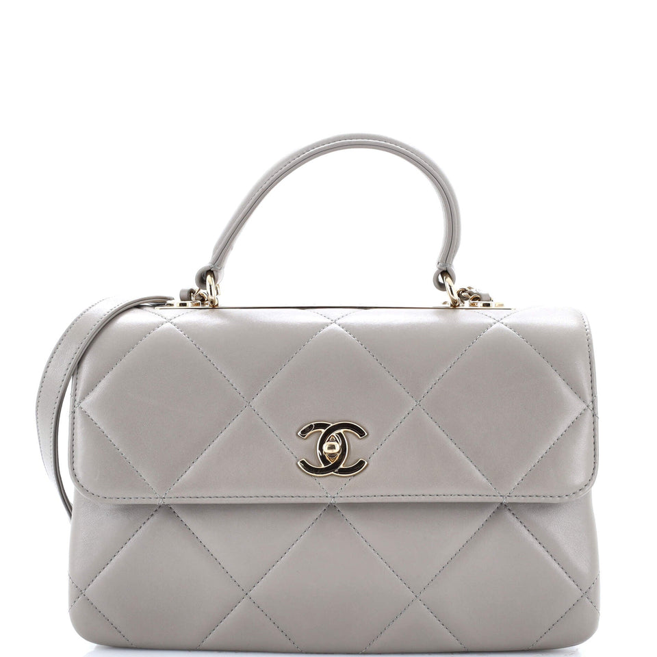 Trendy CC Top Handle Bag Quilted Lambskin Medium