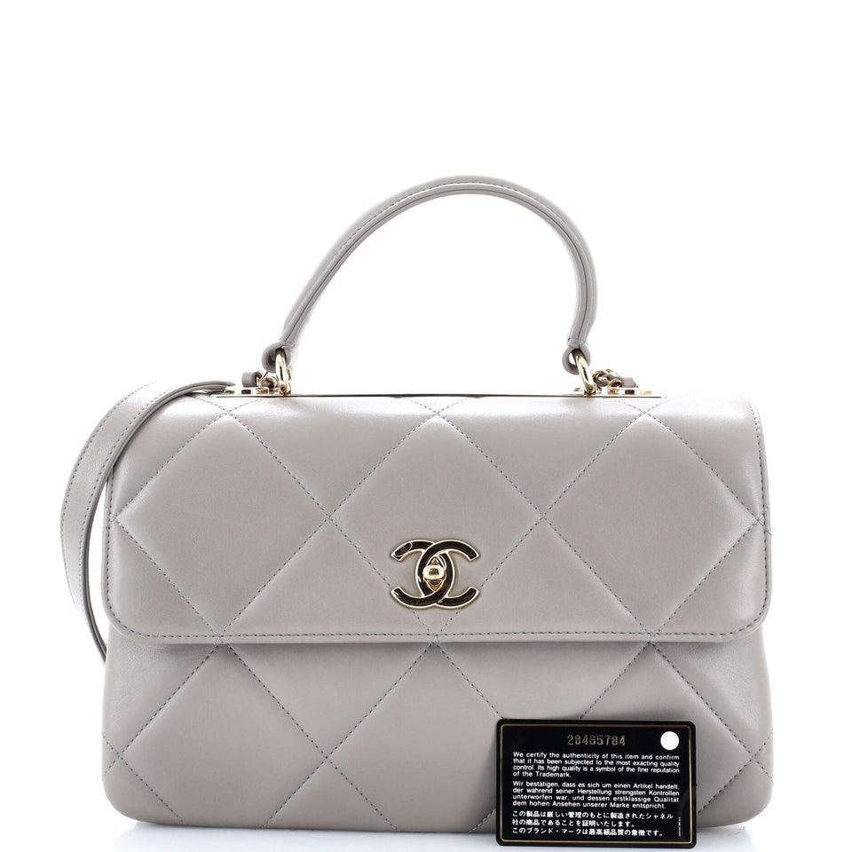 Trendy CC Top Handle Bag Quilted Lambskin Medium
