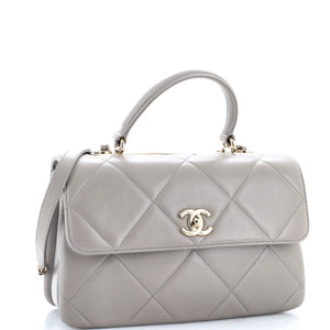 Trendy CC Top Handle Bag Quilted Lambskin Medium