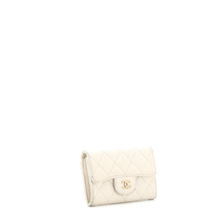 Classic Flap Card Case Quilted Caviar