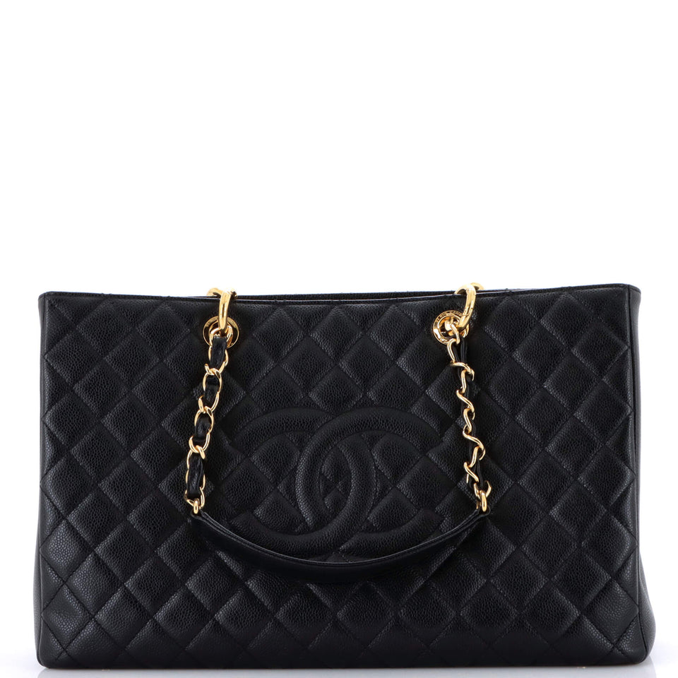 Grand Shopping Tote Quilted Caviar XL