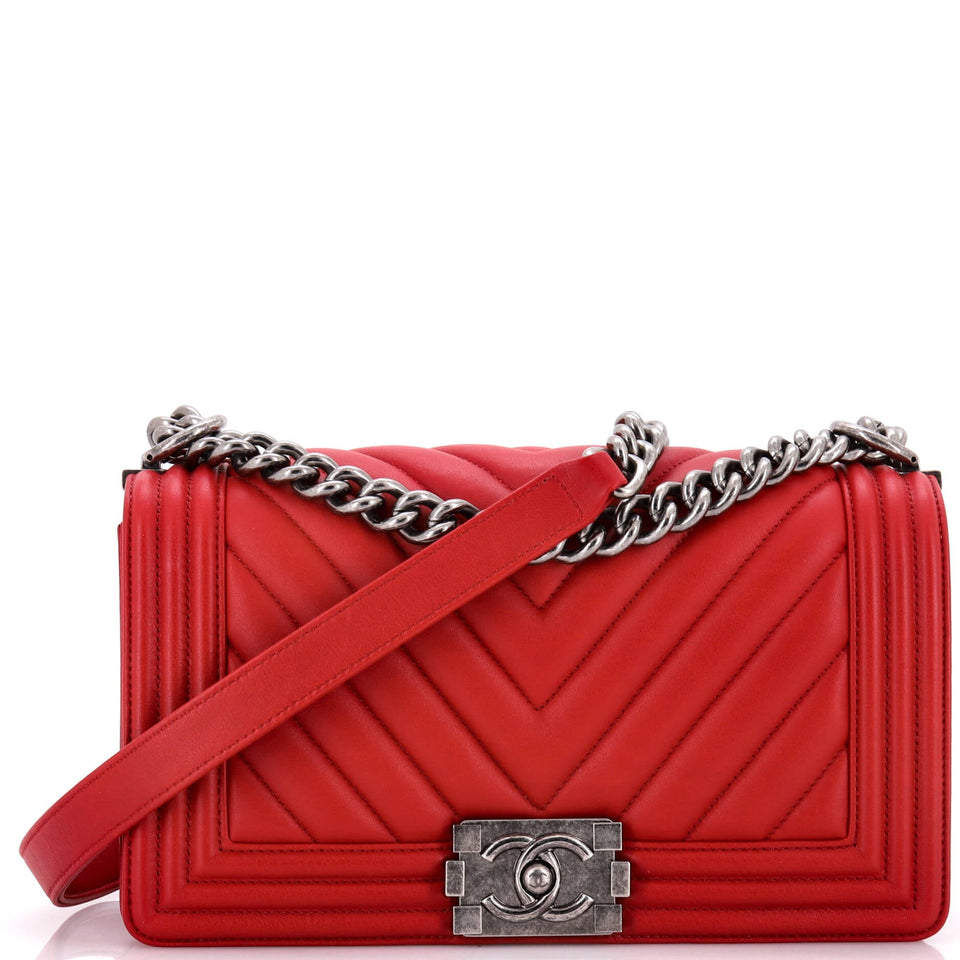 Boy Flap Bag Chevron Lambskin Old Medium