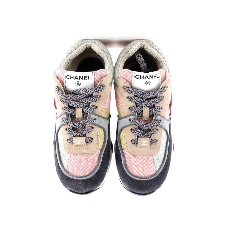 Women's CC Low-Top Sneakers Leather and Tweed