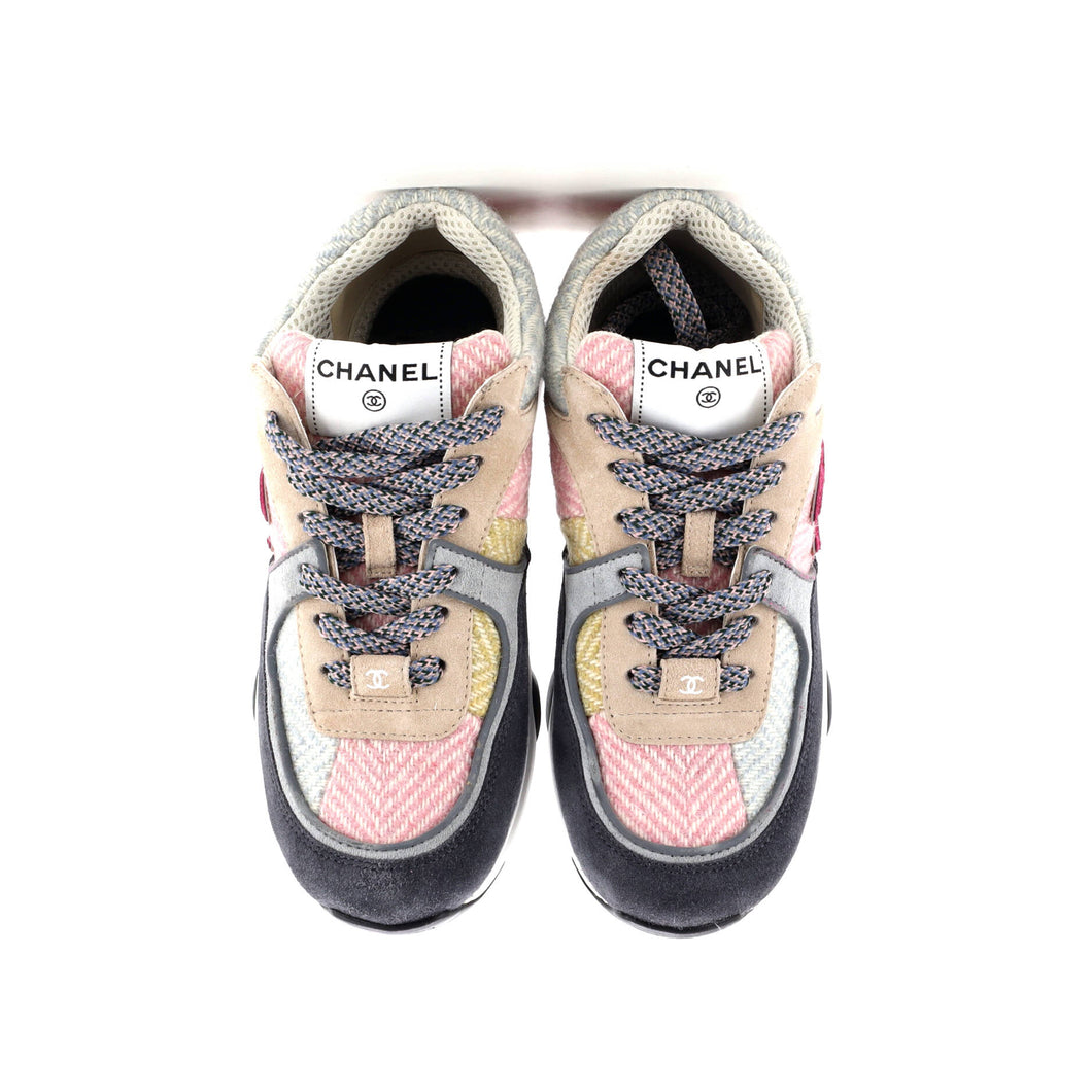 Women's CC Low-Top Sneakers Leather and Tweed