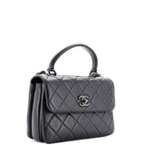 So Black Trendy CC Top Handle Bag Quilted Lambskin Small