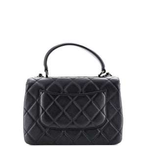 So Black Trendy CC Top Handle Bag Quilted Lambskin Small