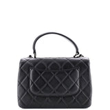 So Black Trendy CC Top Handle Bag Quilted Lambskin Small